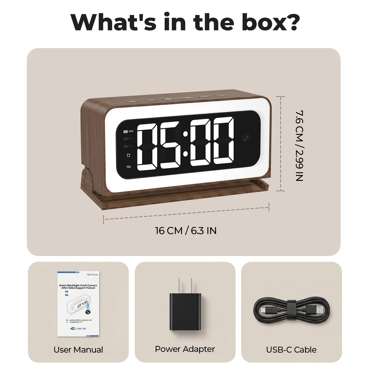 VividEye 2K Smart Alarm Clock Camera, Indoor Cameras for Home Security, Nanny Wireless Camera with 5G & 2.4G WiFi, Two-Way Talk, Starlight Night Vision, 24/7 Loop Recording for Baby Pet Home Office
