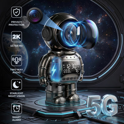 VividEye 2K Smart Astronaut Clock Camera, Indoor Cameras for Home Security, Nanny Wireless WiFi Camera with 5G & 2.4G, 2-Way Talk, Starlight Night Vision, 24/7 Loop Recording for Baby Pet Home Office