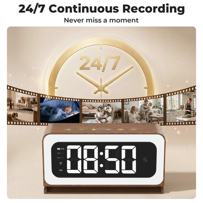 VividEye 2K Smart Alarm Clock Camera, Indoor Cameras for Home Security, Nanny Wireless Camera with 5G & 2.4G WiFi, Two-Way Talk, Starlight Night Vision, 24/7 Loop Recording for Baby Pet Home Office