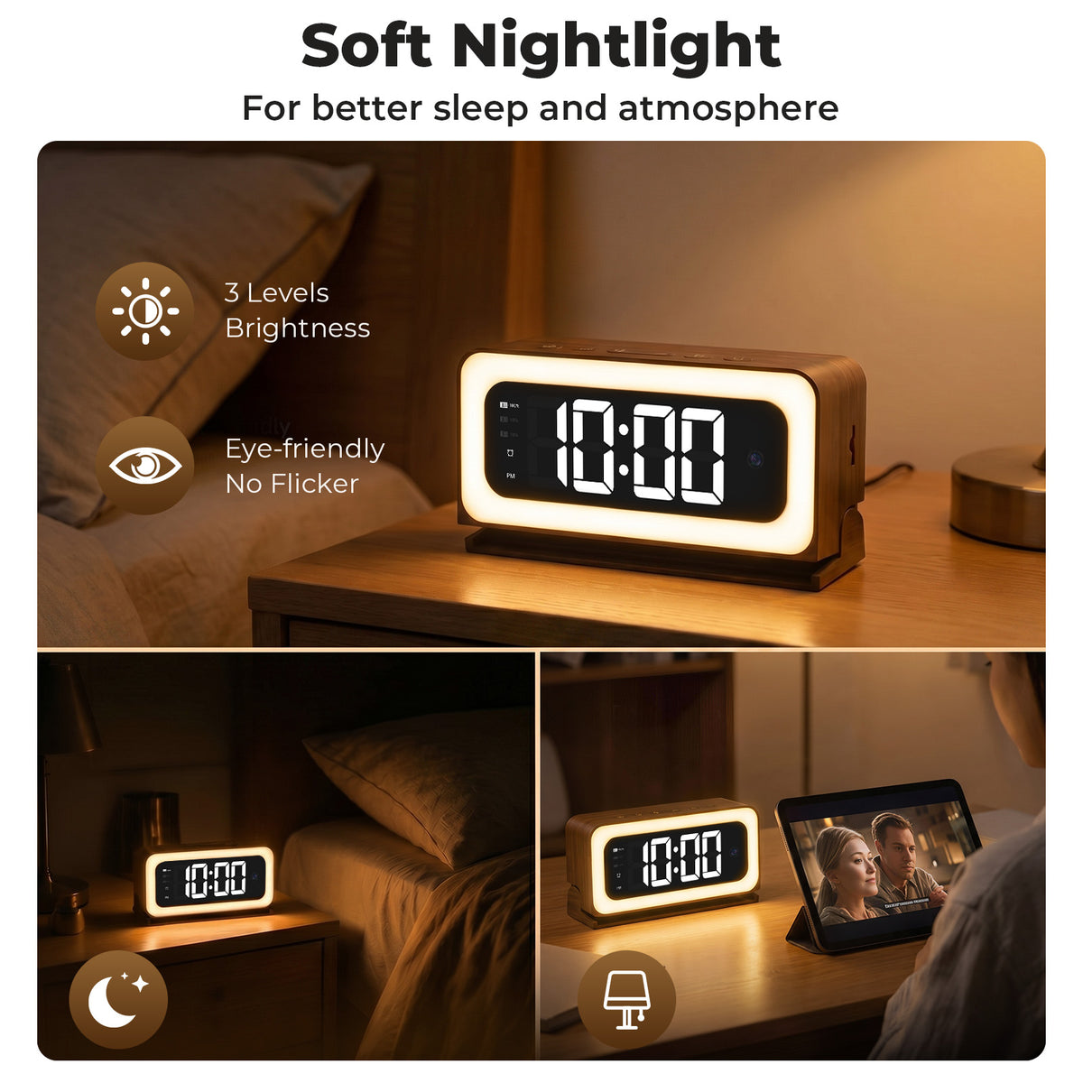 VividEye 2K Smart Alarm Clock Camera, Indoor Cameras for Home Security, Nanny Wireless Camera with 5G & 2.4G WiFi, Two-Way Talk, Starlight Night Vision, 24/7 Loop Recording for Baby Pet Home Office