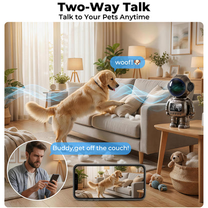 VividEye 2K Smart Astronaut Clock Camera, Indoor Cameras for Home Security, Nanny Wireless WiFi Camera with 5G & 2.4G, 2-Way Talk, Starlight Night Vision, 24/7 Loop Recording for Baby Pet Home Office