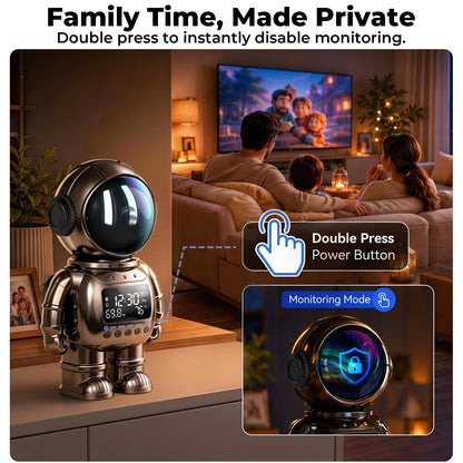 VividEye 2K Smart Astronaut Clock Camera, Indoor Cameras for Home Security, Nanny Wireless WiFi Camera with 5G & 2.4G, 2-Way Talk, Starlight Night Vision, 24/7 Loop Recording for Baby Pet Home Office