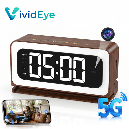 VividEye 2K Smart Alarm Clock Camera, Indoor Cameras for Home Security, Nanny Wireless Camera with 5G & 2.4G WiFi, Two-Way Talk, Starlight Night Vision, 24/7 Loop Recording for Baby Pet Home Office