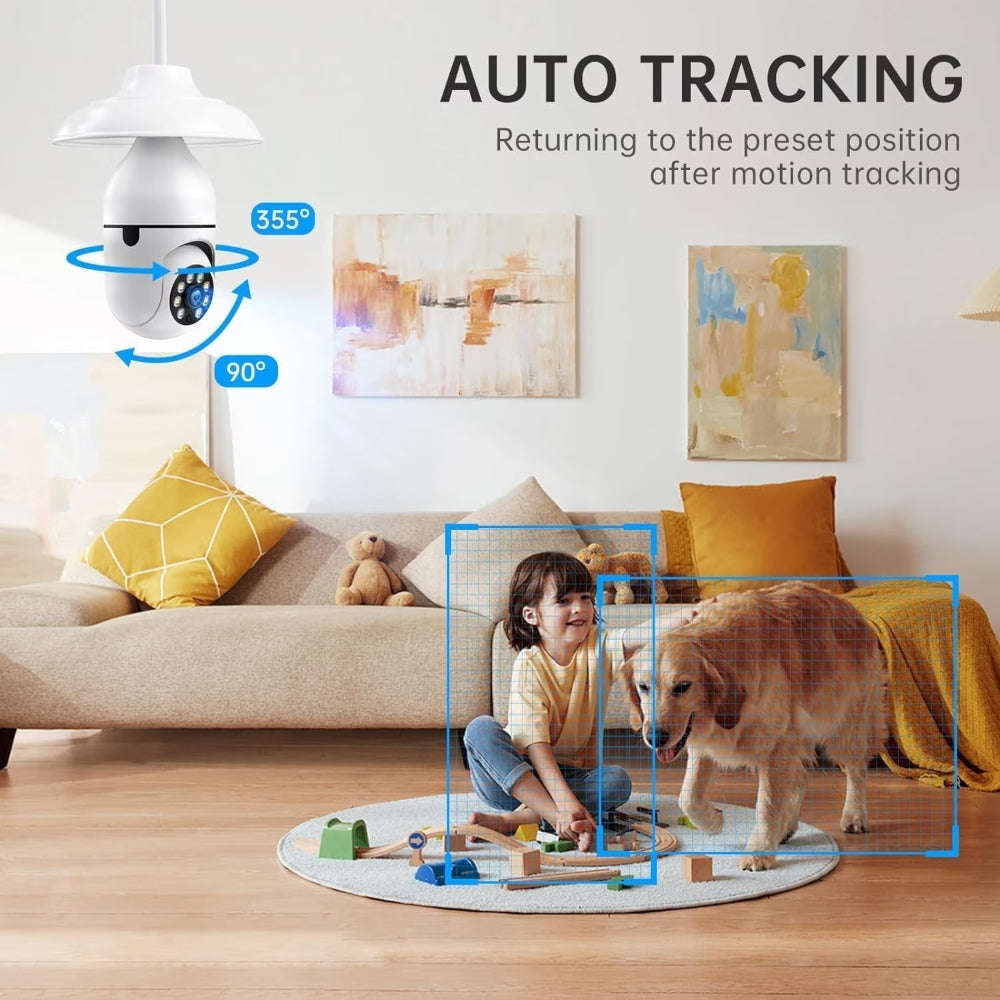 GBIUT Light Bulb Security Camera -5G& 2.4GHz WiFi 2K Security Cameras for Home, Wireless Outdoor Motion Detection and Alarm, Two-Way Talk, Color Night Vision, Human Detection