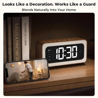 VividEye 2K Smart Alarm Clock Camera, Indoor Cameras for Home Security, Nanny Wireless Camera with 5G & 2.4G WiFi, Two-Way Talk, Starlight Night Vision, 24/7 Loop Recording for Baby Pet Home Office