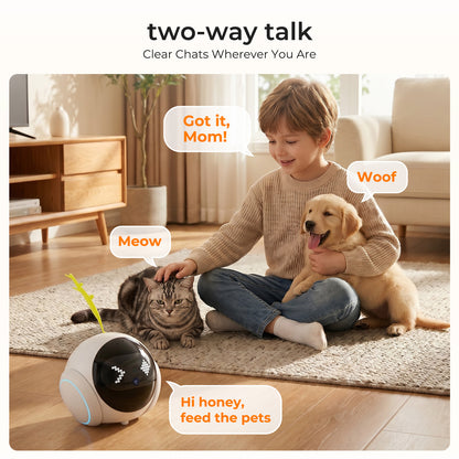 VividEye 2K Pet Camera Robot with AI, Movable Indoor WiFi Cam, Whole-Home Auto Patrol, Auto-Recharge, 360° Pet Finder, 2-Way Audio, Bark & Sound Alerts for Dogs and Cats