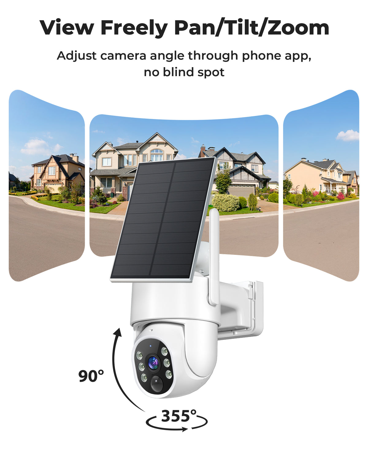 4MP Security Cameras Wireless Outdoor, No Subscription 128GB Local Storage, Solar Powered Cameras For Home Security, PTZ Auto Tracking, 4Cam-Kit, Color Night Vision Home Security Camera System,5G&2.4G