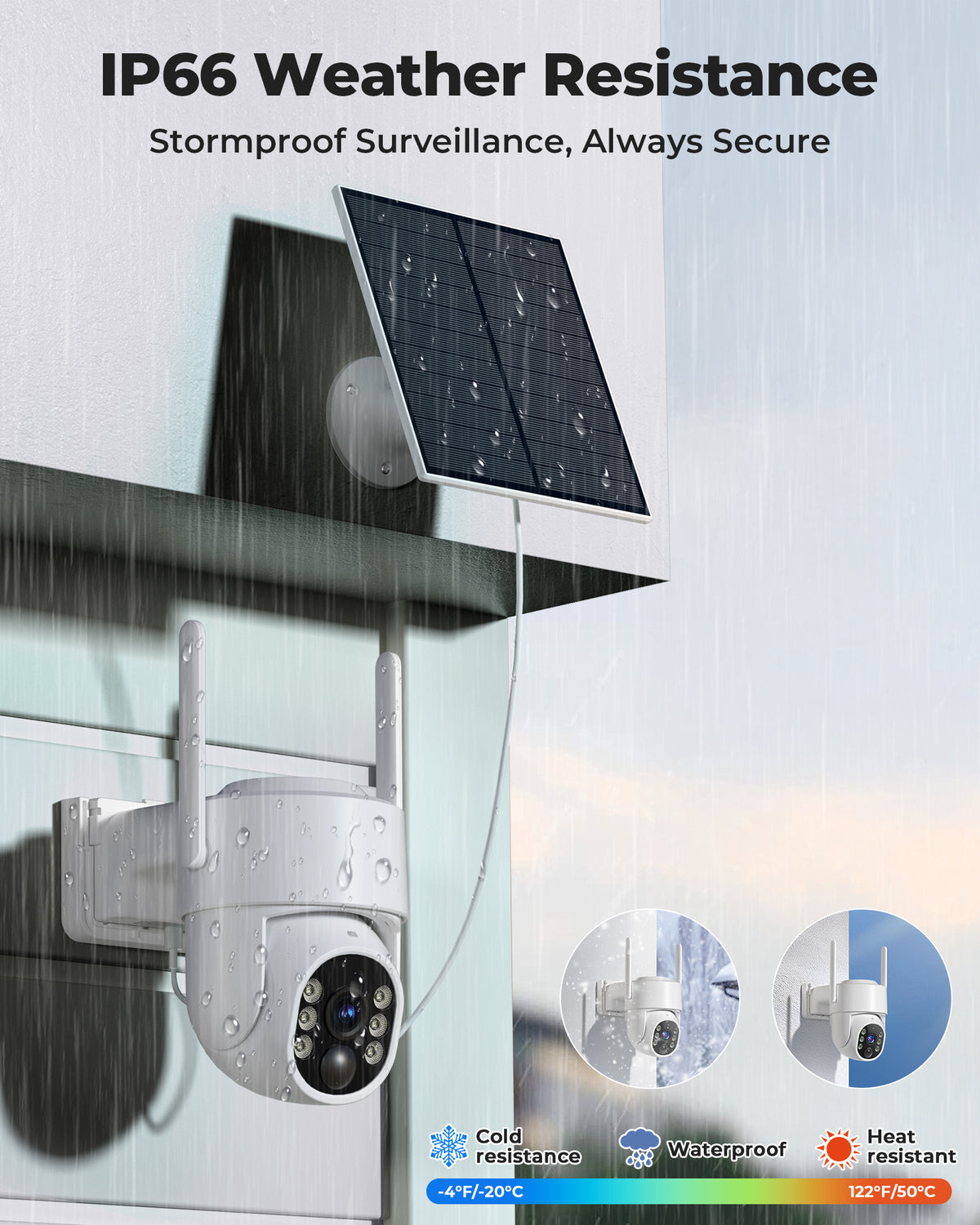 4MP Security Cameras Wireless Outdoor, No Subscription 128GB Local Storage, Solar Powered Cameras For Home Security, PTZ Auto Tracking, 4Cam-Kit, Color Night Vision Home Security Camera System,5G&2.4G